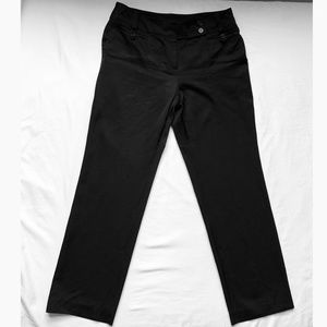 Ann Taylor Womens Straight Leg Mid Rise Fit Black Workwear Dress Pants Petite 2
